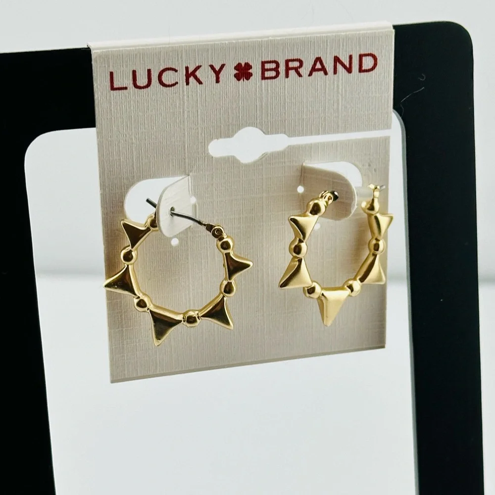 Lucky Brand NWT Spike Gold Hoop Earrings